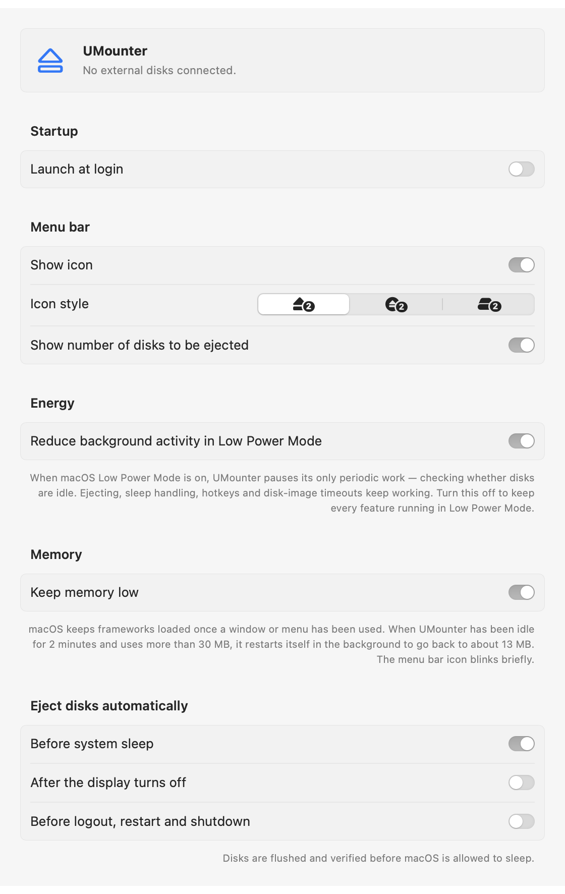 General settings